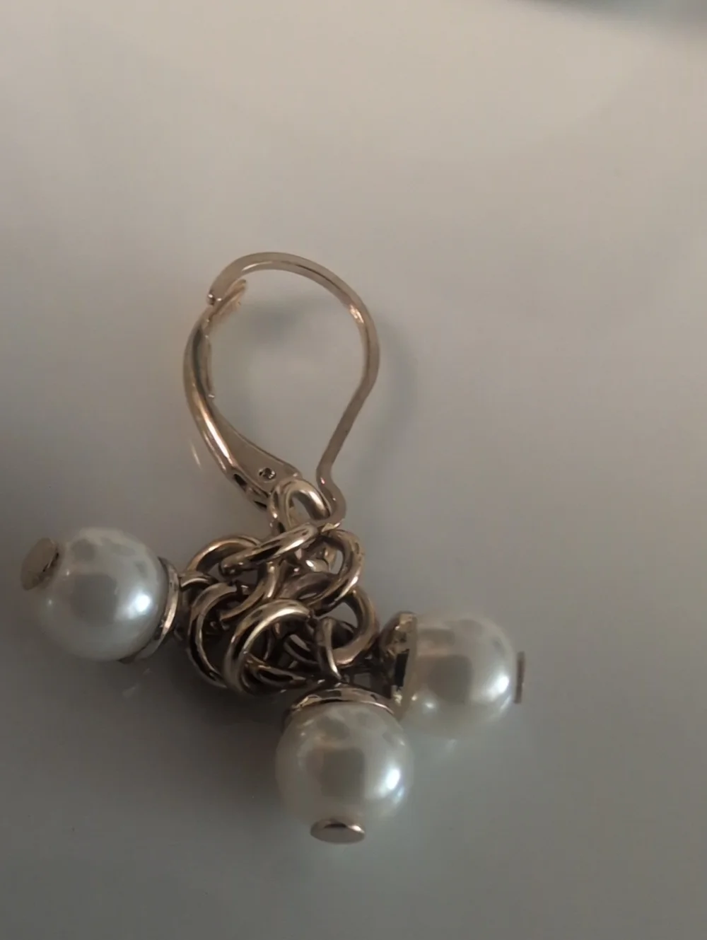 925 Sterling Silver Gold Plated Pearl Drop Dangle Ears Hand Woven Cluster